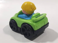 Little People Blonde Boy Male Blue Clothes Green Plastic Toy Sports Car Vehicle Made in Mexico