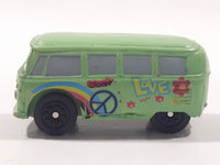 Disney Pixar Cars VW Bus Fillmore Volkswagen Groovy Love Flower Power Van Green Mini PVC Hard Rubber Toy Car Vehicle