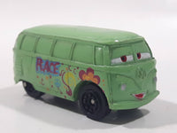 Disney Pixar Cars VW Bus Fillmore Volkswagen Groovy Love Flower Power Van Green Mini PVC Hard Rubber Toy Car Vehicle