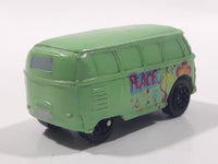 Disney Pixar Cars VW Bus Fillmore Volkswagen Groovy Love Flower Power Van Green Mini PVC Hard Rubber Toy Car Vehicle