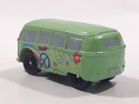Disney Pixar Cars VW Bus Fillmore Volkswagen Groovy Love Flower Power Van Green Mini PVC Hard Rubber Toy Car Vehicle