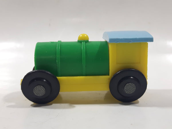 Unknown Brand Train Locomotive Yellow Green Blue 2 7/8" Long Plastic Toy Car Vehicle 350-1