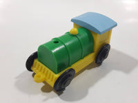 Unknown Brand Train Locomotive Yellow Green Blue 2 7/8" Long Plastic Toy Car Vehicle 350-1