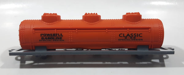 Unknown Brand Powerful Gasoline Special Design Classic 3 - 3S Fuel Tanker Car Orange 6 3/4" Long Plastic Toy Train Car Needs Repair