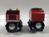 2003 Thomas & Friends #36 Sodor Fire Department Fire Truck and #5 Dino James' Tender BDG22 Magnetic Wood Train Engine and Car