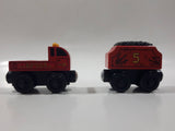 2003 Thomas & Friends #36 Sodor Fire Department Fire Truck and #5 Dino James' Tender BDG22 Magnetic Wood Train Engine and Car