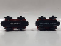 2003 Thomas & Friends #36 Sodor Fire Department Fire Truck and #5 Dino James' Tender BDG22 Magnetic Wood Train Engine and Car