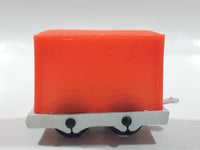 Unknown Brand Circus Passenger Car Orange and White 2 1/8" Long Plastic Die Cast Toy Vehicle Made in Hong Kong
