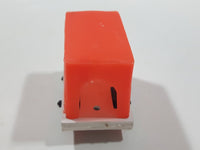 Unknown Brand Circus Passenger Car Orange and White 2 1/8" Long Plastic Die Cast Toy Vehicle Made in Hong Kong