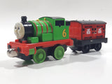 2011 Mattel Thomas & Friends Green #6 Percy Pulling Red Mail Car 5 1/2" Long Magnetic Die Cast Toy Vehicle W6269