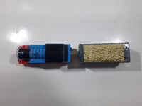 2009 Mattel Thomas & Friends Trackmaster Blue #1 Thomas The Tank Engine Pulling Grey Gravel Car 9" Long Plastic Toy Vehicle R9626