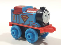 2014 Thomas & Friends Minis DC Comics #1 Superman Thomas Blue 2" Long Plastic Die Cast Toy Vehicle CGM30