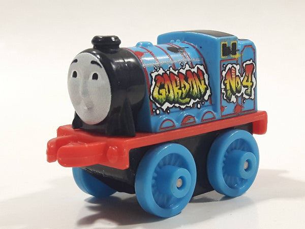 2014 Thomas & Friends Minis #4 Gordon Graffiti Blue 2" Long Plastic Die Cast Toy Vehicle CGM30