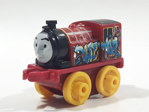 2014 Thomas & Friends Minis Victor Graffiti Dark Red 2" Long Plastic Die Cast Toy Vehicle CGM30