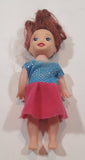 Girl in Pink Skirt and Blue Top 4" Tall Plastic Toy Doll