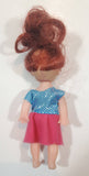 Girl in Pink Skirt and Blue Top 4" Tall Plastic Toy Doll