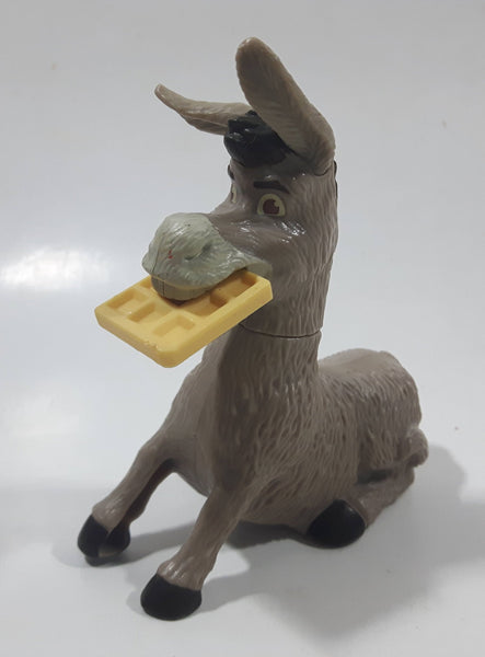 2010 McDonald's Shrek Forever After Donkey Character with Waffle in His Mouth 3 3/4" Tall Toy Figure