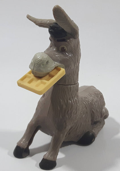 2010 McDonald's Shrek Forever After Donkey Character with Waffle in His Mouth 3 3/4" Tall Toy Figure