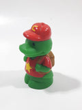 Green Crocodile Character with Red Hat and Brown Backpack 2 3/8" Tall Toy Figure