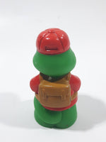 Green Crocodile Character with Red Hat and Brown Backpack 2 3/8" Tall Toy Figure