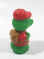 Green Crocodile Character with Red Hat and Brown Backpack 2 3/8" Tall Toy Figure