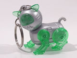 Silver and Green Robotic Cat Key Chain