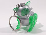 Silver and Green Robotic Cat Key Chain