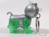 Silver and Green Robotic Cat Key Chain