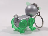 Silver and Green Robotic Cat Key Chain