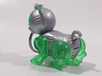 Silver and Green Robotic Cat Key Chain