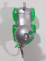 Silver and Green Robotic Cat Key Chain