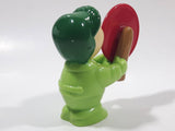 Man wearing Green Holding Red Plastic Saw 3" Tall Plastic Toy Figure