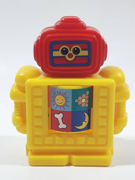 2001 Wendy's Hasbro Playskool Yellow and Red Robot 3 1/2" Tall Plastic Toy Figure