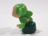 Kinder Surprise Kinder Zoo Monkey in Green Clothes Miniature 1 1/4" Tall Plastic Toy Stamp Figure