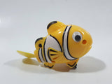 Yellow Fish with Black and White Stripes Wind Up Plastic 3" Long Toy Figure