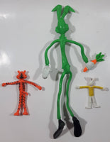 Set of 3 Bendable 4" to 12" Tall Toy Rabbit Figures and Tiger Figure