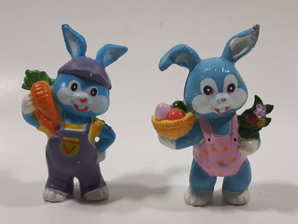 Easter Bunny Rabbits 2 3/4" Tall Hard Rubber PVC Toy Figures