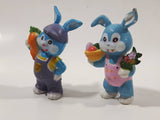 Easter Bunny Rabbits 2 3/4" Tall Hard Rubber PVC Toy Figures