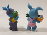 Easter Bunny Rabbits 2 3/4" Tall Hard Rubber PVC Toy Figures