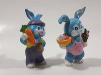 Easter Bunny Rabbits 2 3/4" Tall Hard Rubber PVC Toy Figures