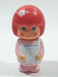 Vintage 1980 Sebino Italy #209 Red Hair Girl in Pink and White 2 3/4" Tall Plastic Toy Figure