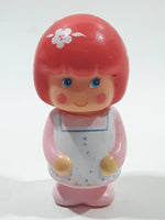 Vintage 1980 Sebino Italy #209 Red Hair Girl in Pink and White 2 3/4" Tall Plastic Toy Figure