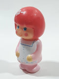 Vintage 1980 Sebino Italy #209 Red Hair Girl in Pink and White 2 3/4" Tall Plastic Toy Figure