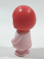 Vintage 1980 Sebino Italy #209 Red Hair Girl in Pink and White 2 3/4" Tall Plastic Toy Figure