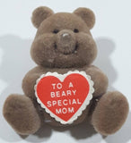 World Trend To A Beary Special Mom Fuzzy Brown Teddy Bear Miniature Tiny Pin 1 3/8" x 1 1/2"