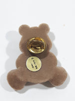 World Trend To A Beary Special Mom Fuzzy Brown Teddy Bear Miniature Tiny Pin 1 3/8" x 1 1/2"