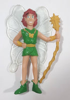 Male Fairy in Green with Staff 3 1/2" Tall Plastic Toy Figure