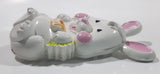 Vintage 1973 Avon Easter Bunny Shaped Solid Glace Scented Perfume Fragrance Compact White Plastic 1 3/8" x 2 5/8" Brooch Pin