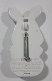 Vintage 1973 Avon Easter Bunny Shaped Solid Glace Scented Perfume Fragrance Compact White Plastic 1 3/8" x 2 5/8" Brooch Pin