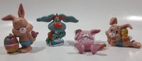 Vintage 1979 W. Berrie Easter Buddies Bunny Rabbits 2 3/4" Tall PVC Toy Figure Set of 4